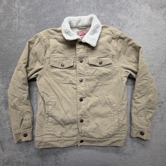 Brooklyn Clothing Jackets & Blazers - Brooklyn Clothing Jacket Mens Small Beige Bomber Corduroy Collared Lined Pockets